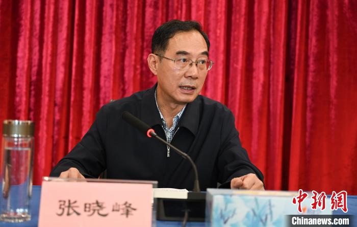 圖為西藏自治區(qū)黨委宣傳部副部長、西藏廣播電視臺黨組書記張曉峰致辭。　趙朗 攝